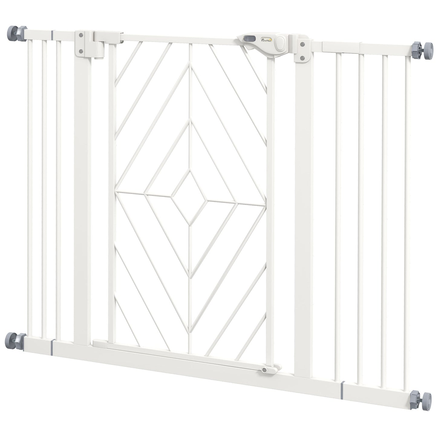 Pressure Fit Safety Gate for Doorways and Staircases, Dog Gate with Auto Closing Door, Pet Barrier for Hallways with Double Locking, Openings 74-100cm - White