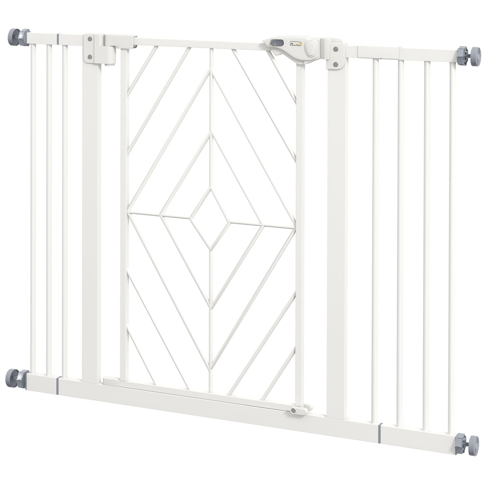 Pressure Fit Safety Gate for Doorways and Staircases, Dog Gate with Auto Closing Door, Pet Barrier for Hallways with Double Locking, Openings 74-100cm - White