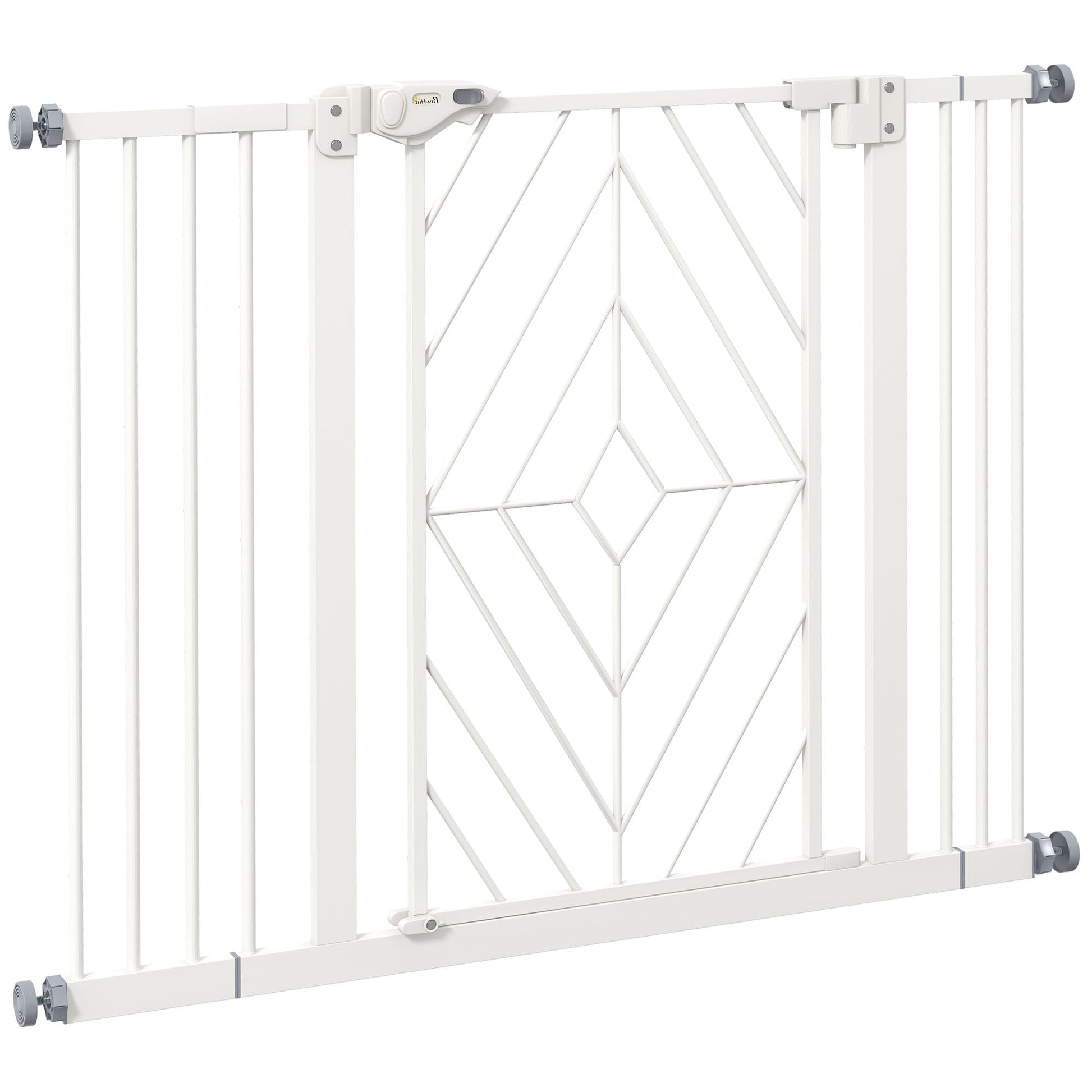 Pressure Fit Safety Gate for Doorways and Staircases, Dog Gate with Auto Closing Door, Pet Barrier for Hallways with Double Locking, Openings 74-100cm - White