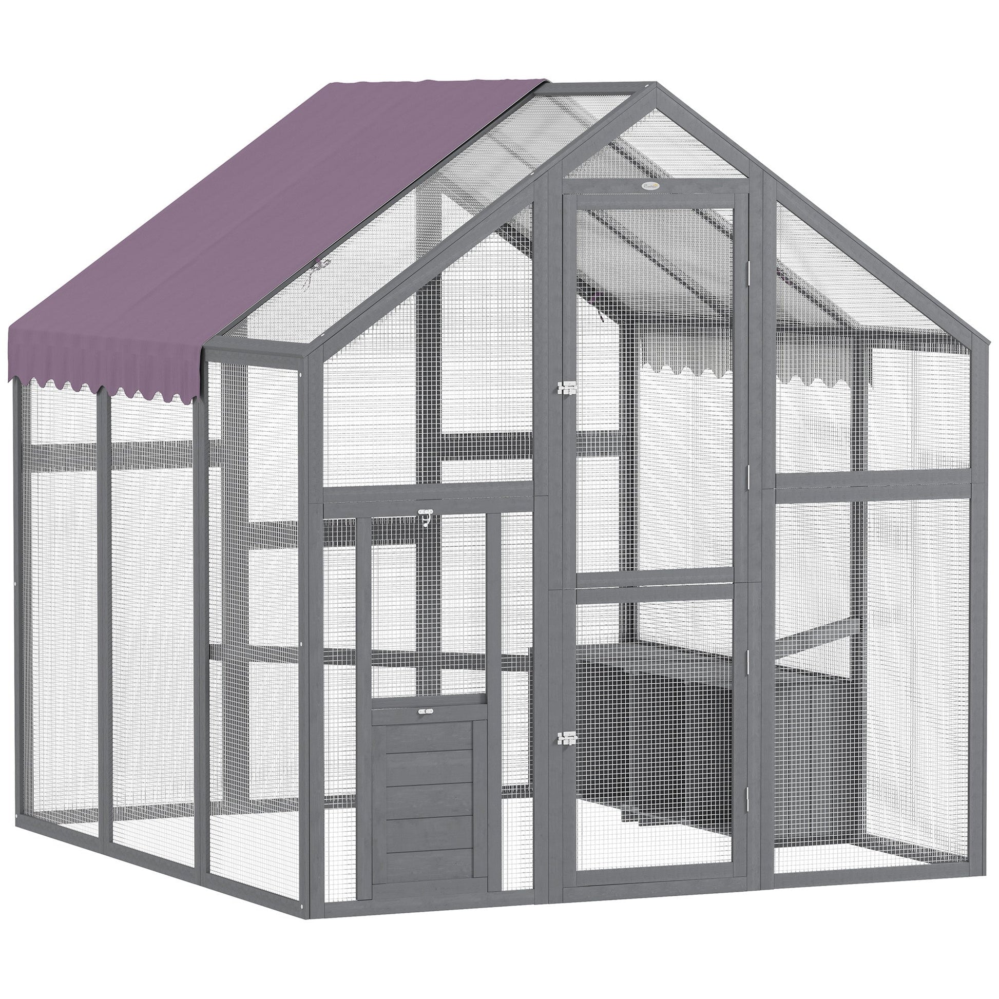Chicken Run, Large Wooden Walk In Chicken Coop with Waterproof Cover, Split Door, 2 Nesting Boxes, 2 Roosting Bars, Poultry Hen Cage for 6-8 Chickens, Ducks, Geese, Rabbits, 1.7 x 1.8 x 1.8 m