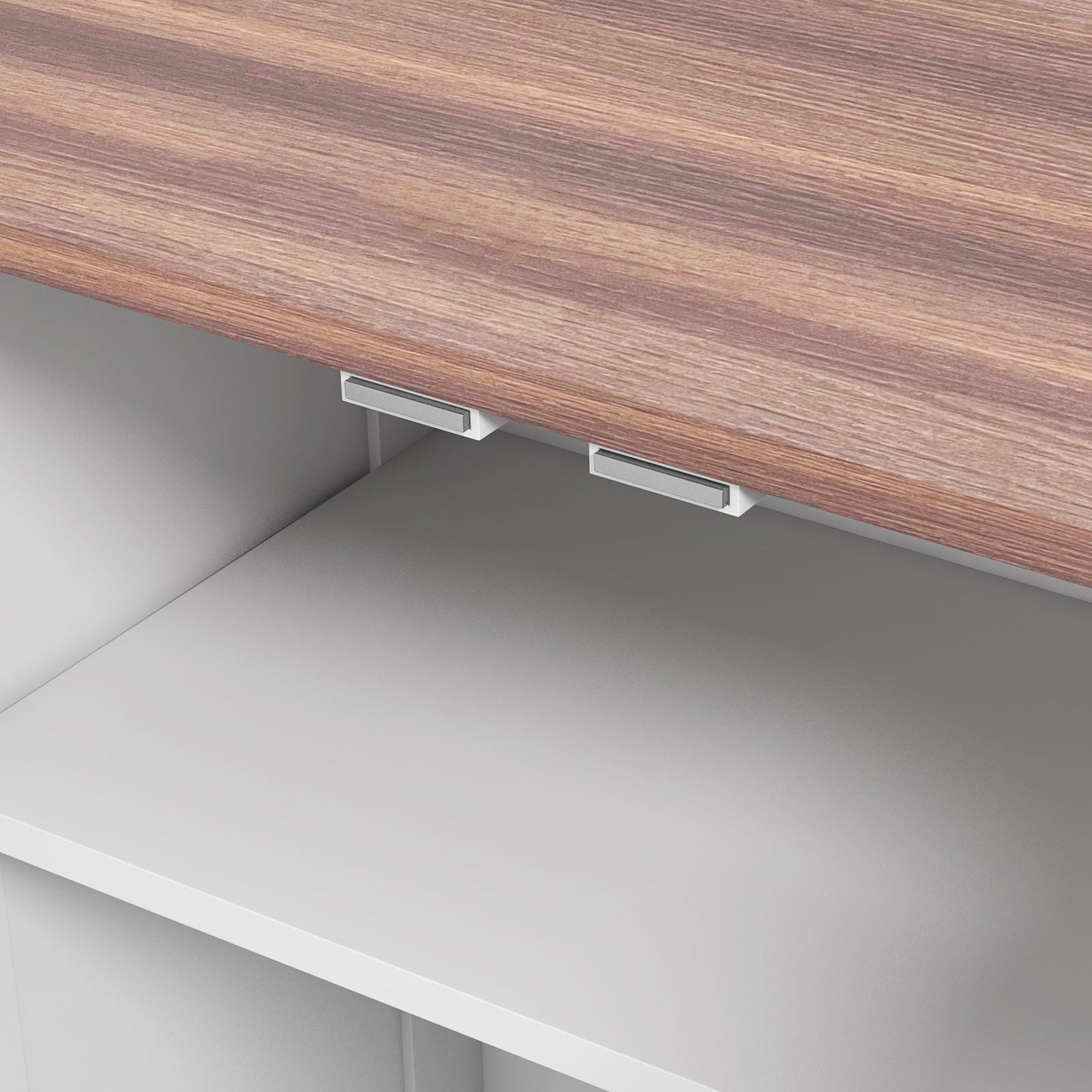 Pet Feeding Station with Storage, Dog Feeding Station with Raised Dog Bowls, Adjustable Panel, Hooks, Pet Food Storage Cabinet, White