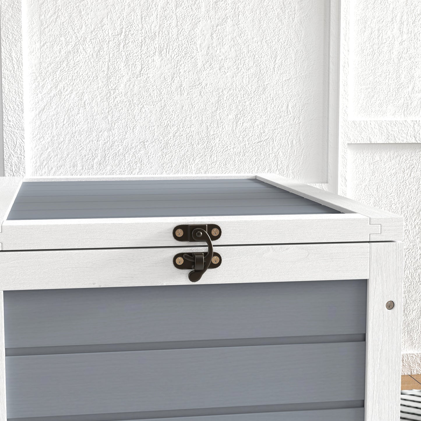 Tortoise House, Wooden Tortoise Enclosure, Tortoise Habitat with Lamp Holder, 2 Pull-Out Trays, Hideaway, Run, for Indoor, Outdoor, Light Grey