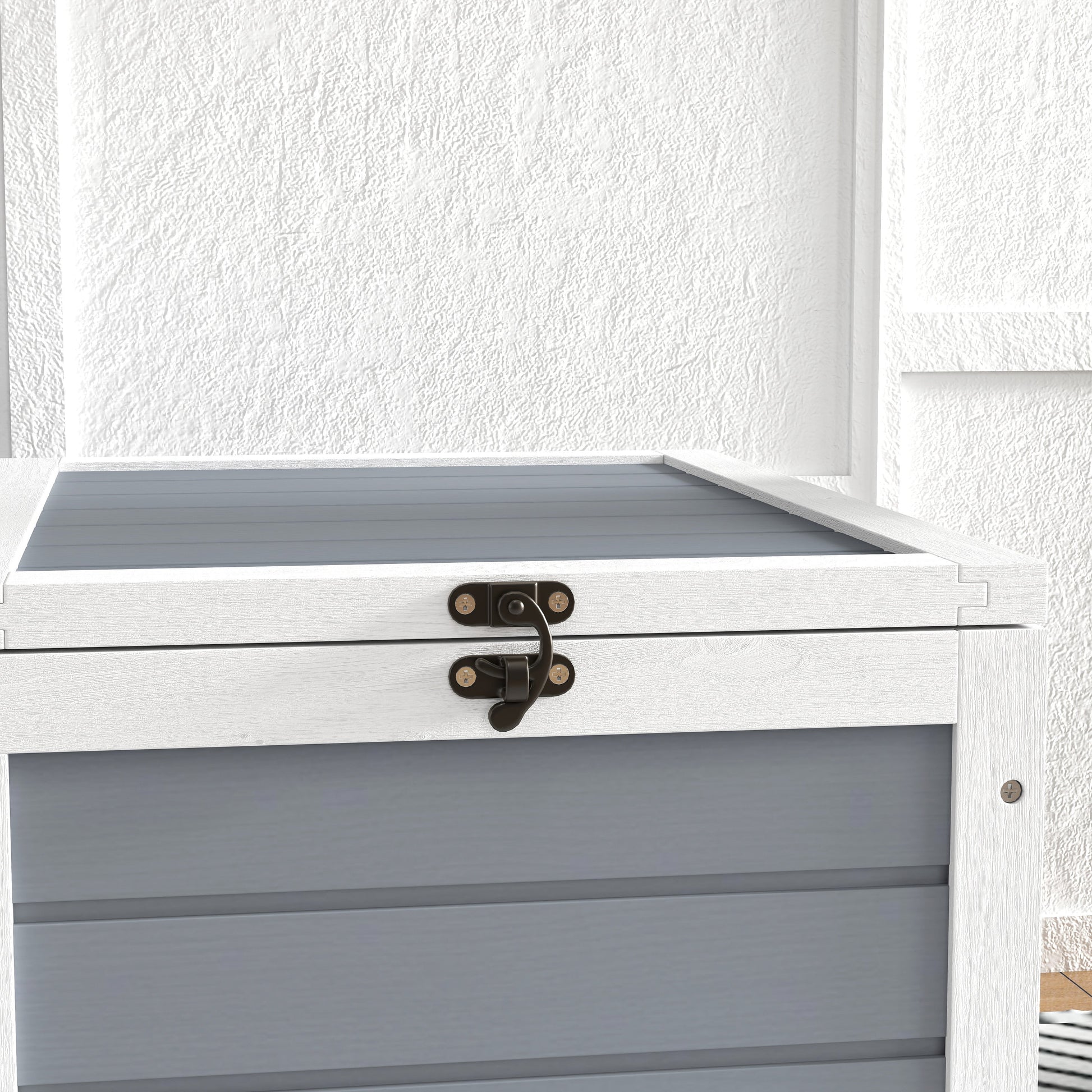 Tortoise House, Wooden Tortoise Enclosure, Tortoise Habitat with Lamp Holder, 2 Pull-Out Trays, Hideaway, Run, for Indoor, Outdoor, Light Grey