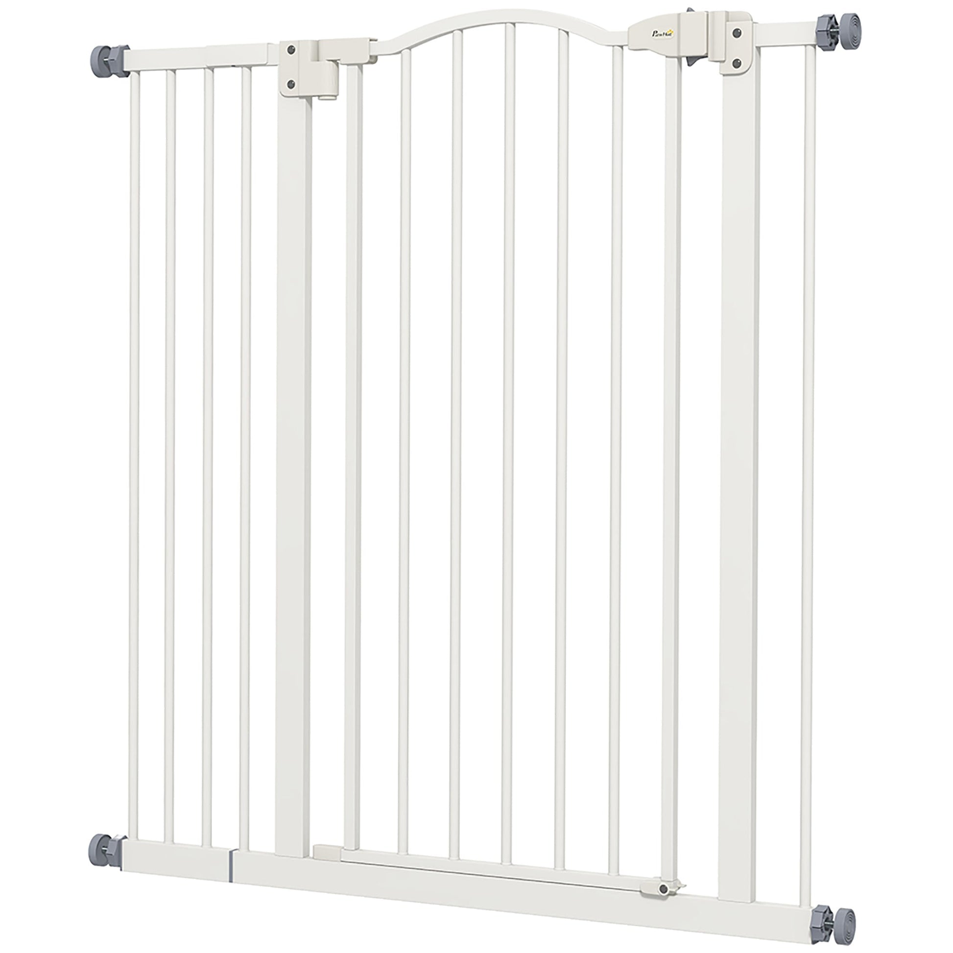 Pressure Fit Dog Stair Gate No Drilling Safety Gate Auto Close for Doorways, Hallways, 74-94cm Adjustable, 94cm Tall, White