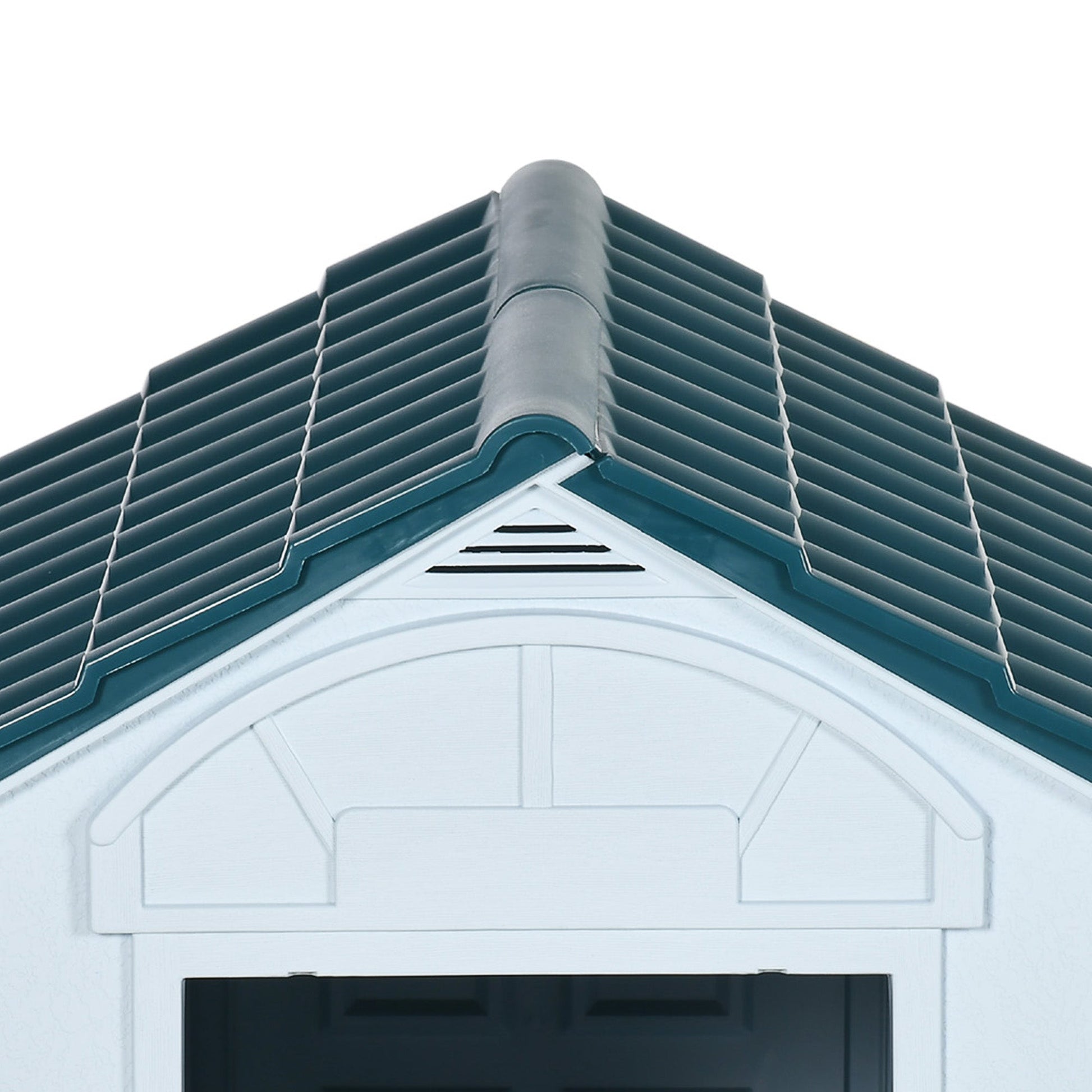 Plastic Dog House Outdoor Indoor, Weather-Resistant Dog Kennel, with Large Opening, for Medium Dogs, 65 x 75.7 x 63cm - White and Blue