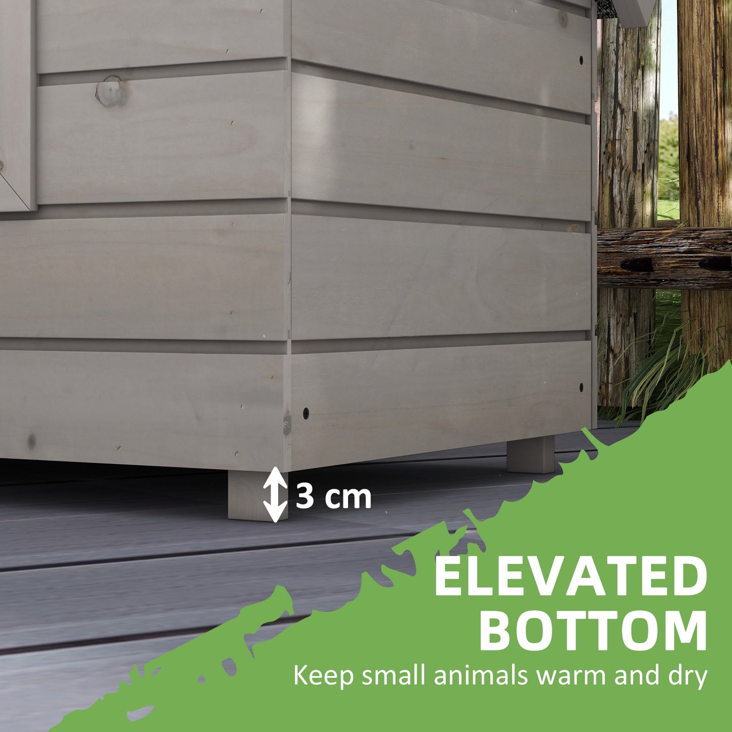 Outdoor Wooden Cat House, Elevated Cat Shelter Kennel, Pet Play House with Openable Top, Asphalt Roof, Window, 87 x 52 x 44 cm, Grey