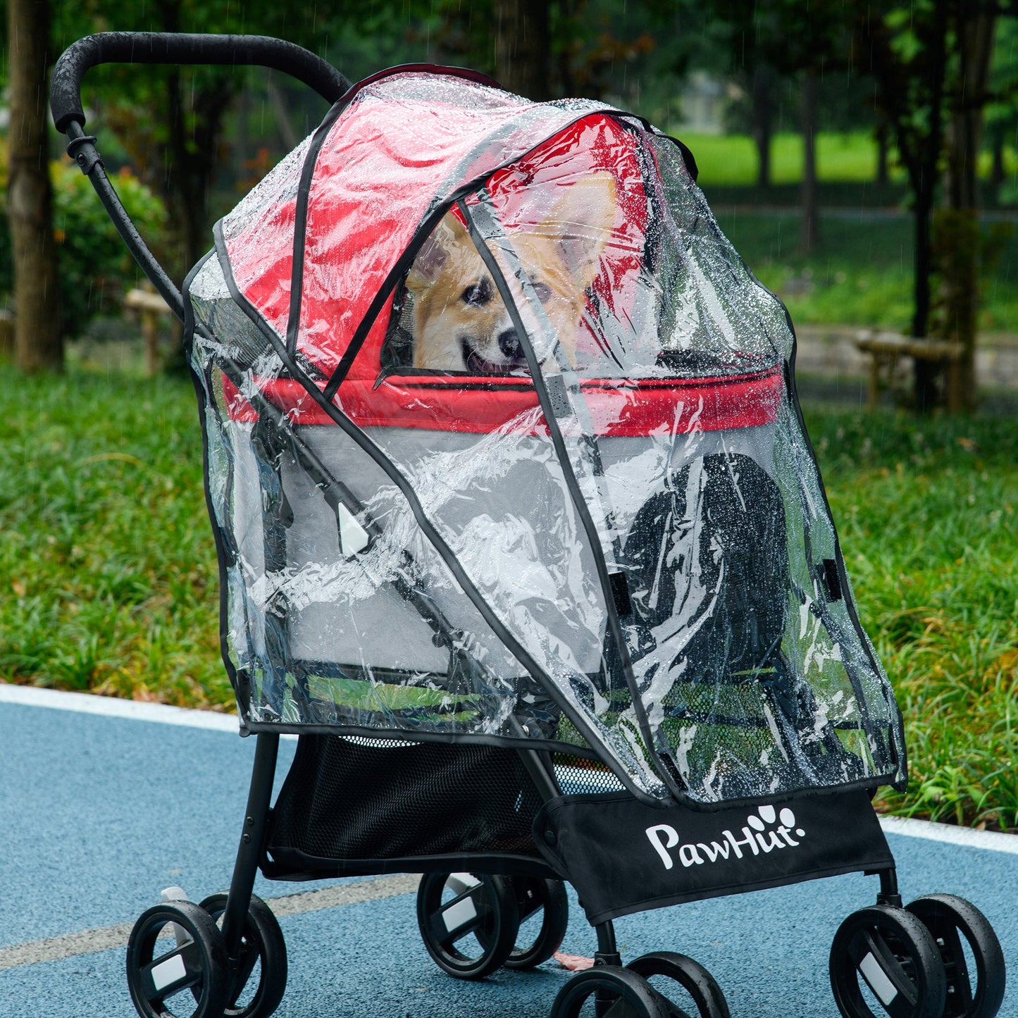 Dog Pram Rain Cover, Cover for Dog Stroller Buggy, with Front, Rear Entry