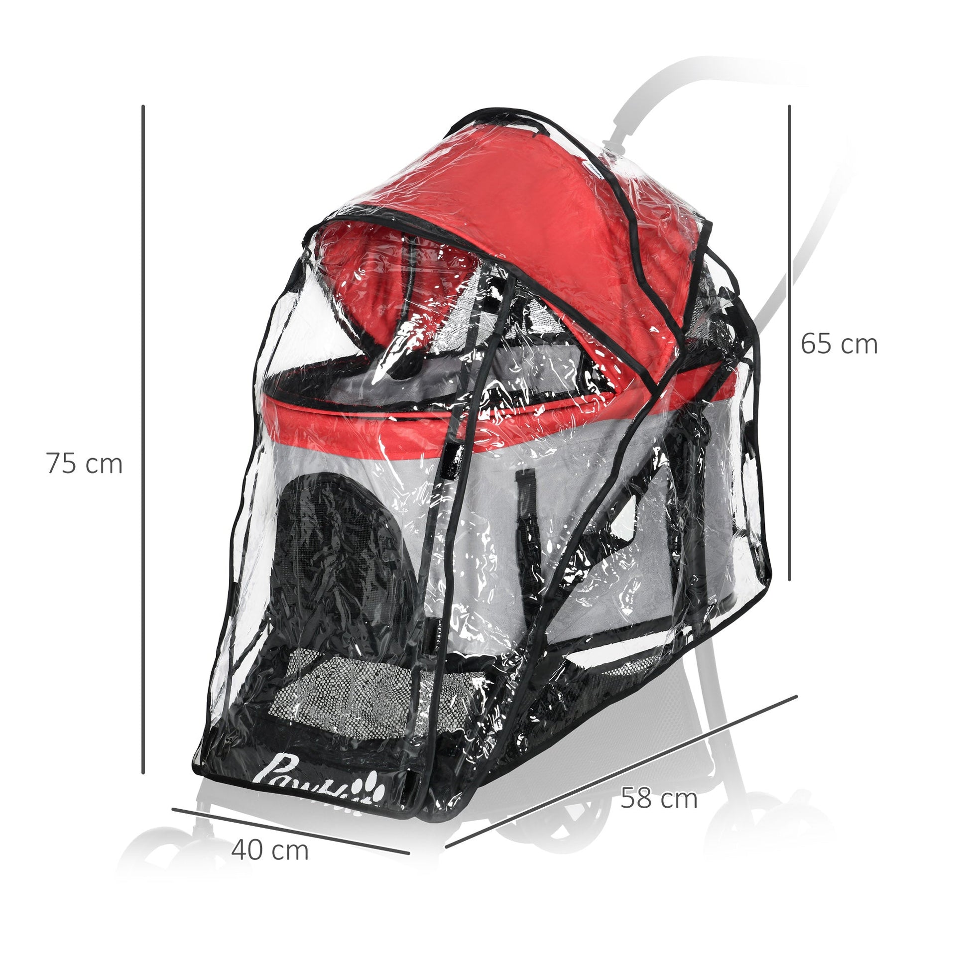 Dog Pram Rain Cover, Cover for Dog Stroller Buggy, with Front, Rear Entry