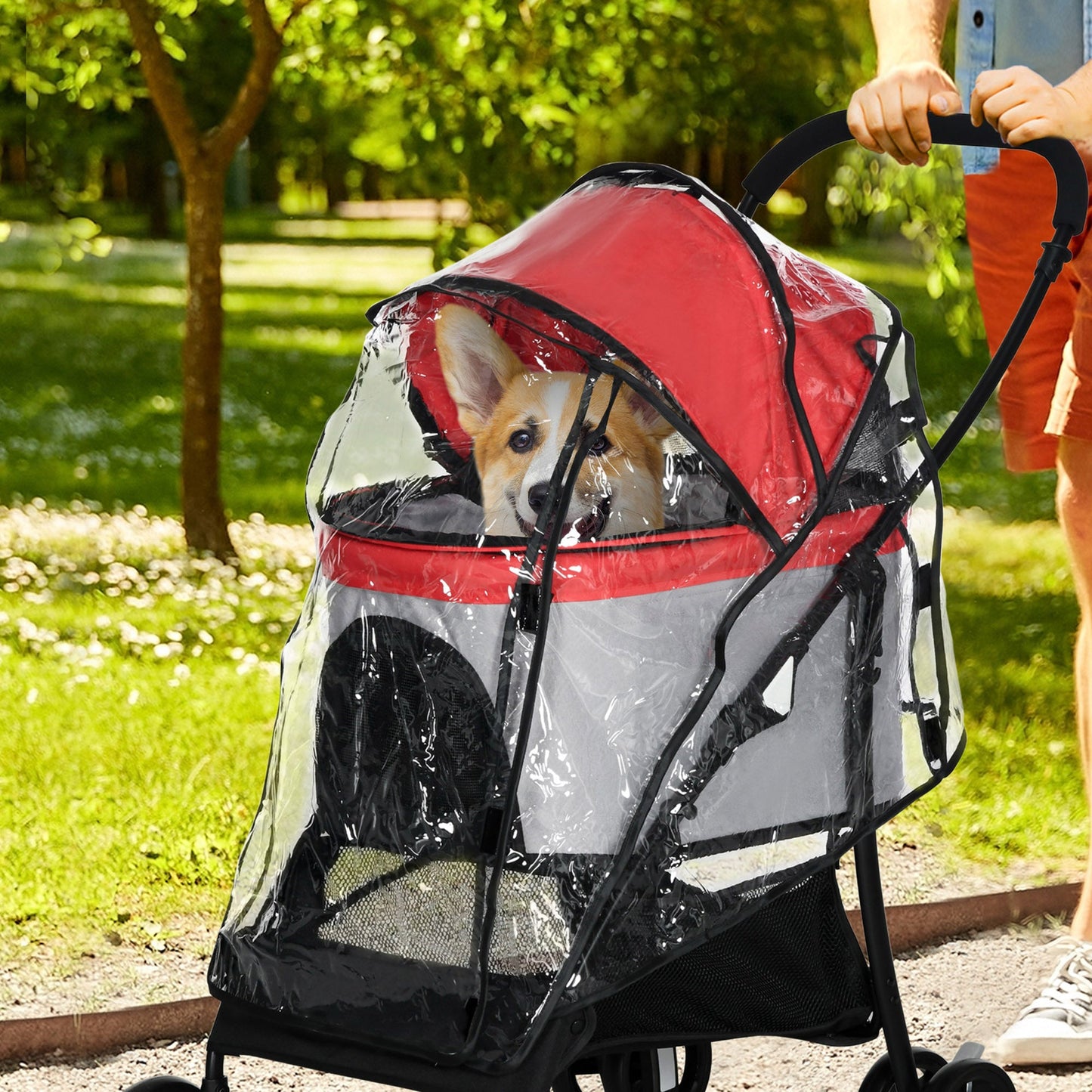 Dog Pram Rain Cover, Cover for Dog Stroller Buggy, with Front, Rear Entry