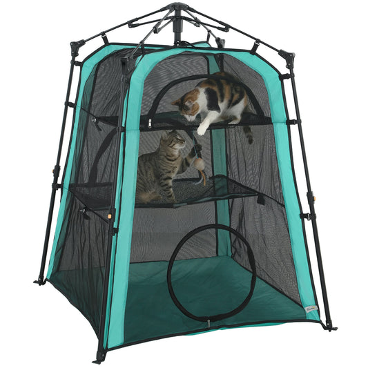 Catio, Outdoor Indoor Cat Enclosure Extra Large, Spacious Cat Tower Tents Playpen with Breathable Mesh, Carry Bag and Stakes, for Outside, Patios, Camping, Indoor Use