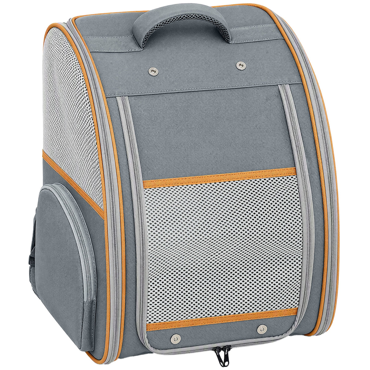 Cat Backpack Carrier, Foldable Pet Carrier for Mini Dogs and Cats Up to 5 kg, Pet Travel Bag with Mesh Window, Side Pocket for Travel and Outdoor Activities, Grey