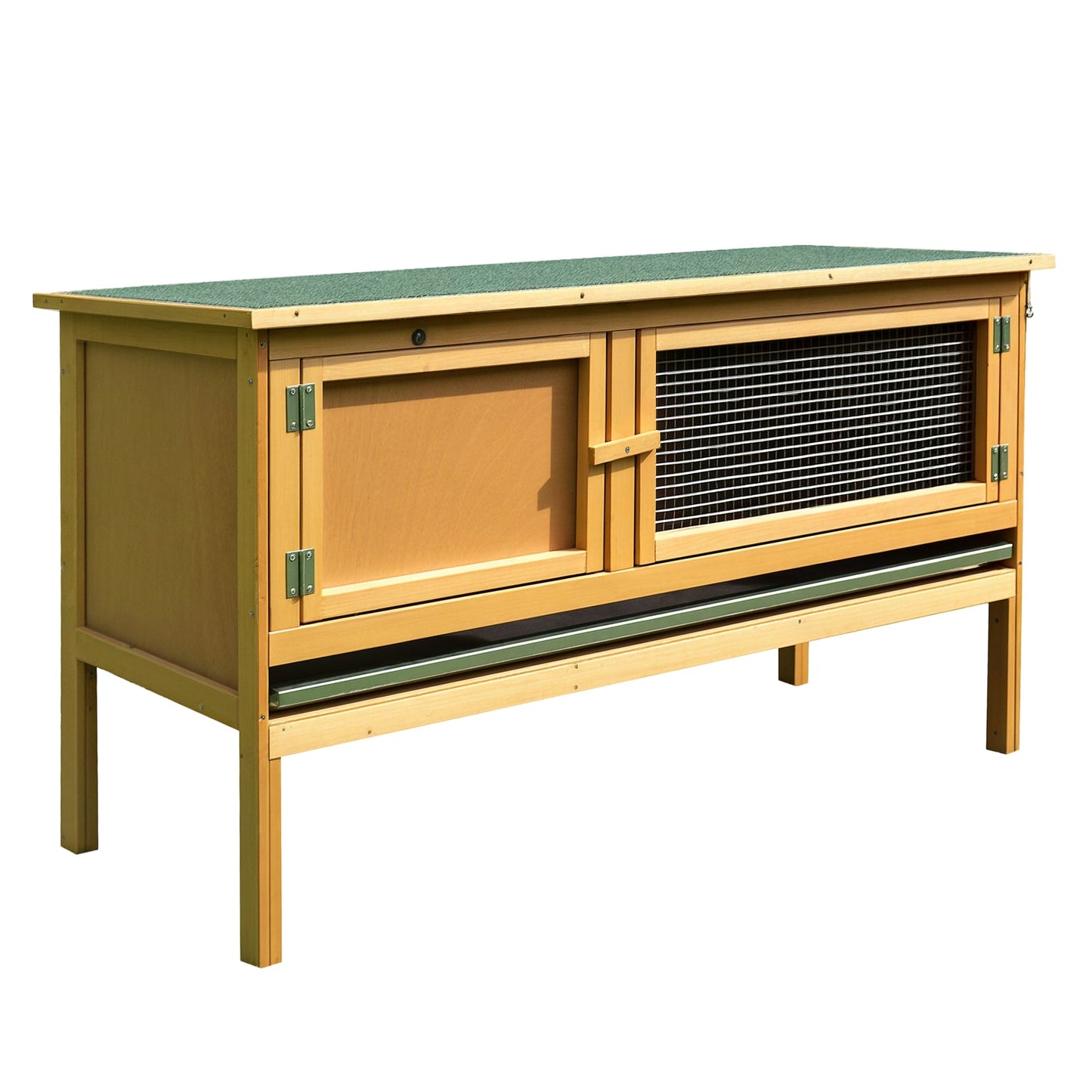 Rabbit Hutch Outdoor Guinea Pig Hutch House Small Animal Bunny Cage w/ Openable Roof, 115 x 44 x 65 cm