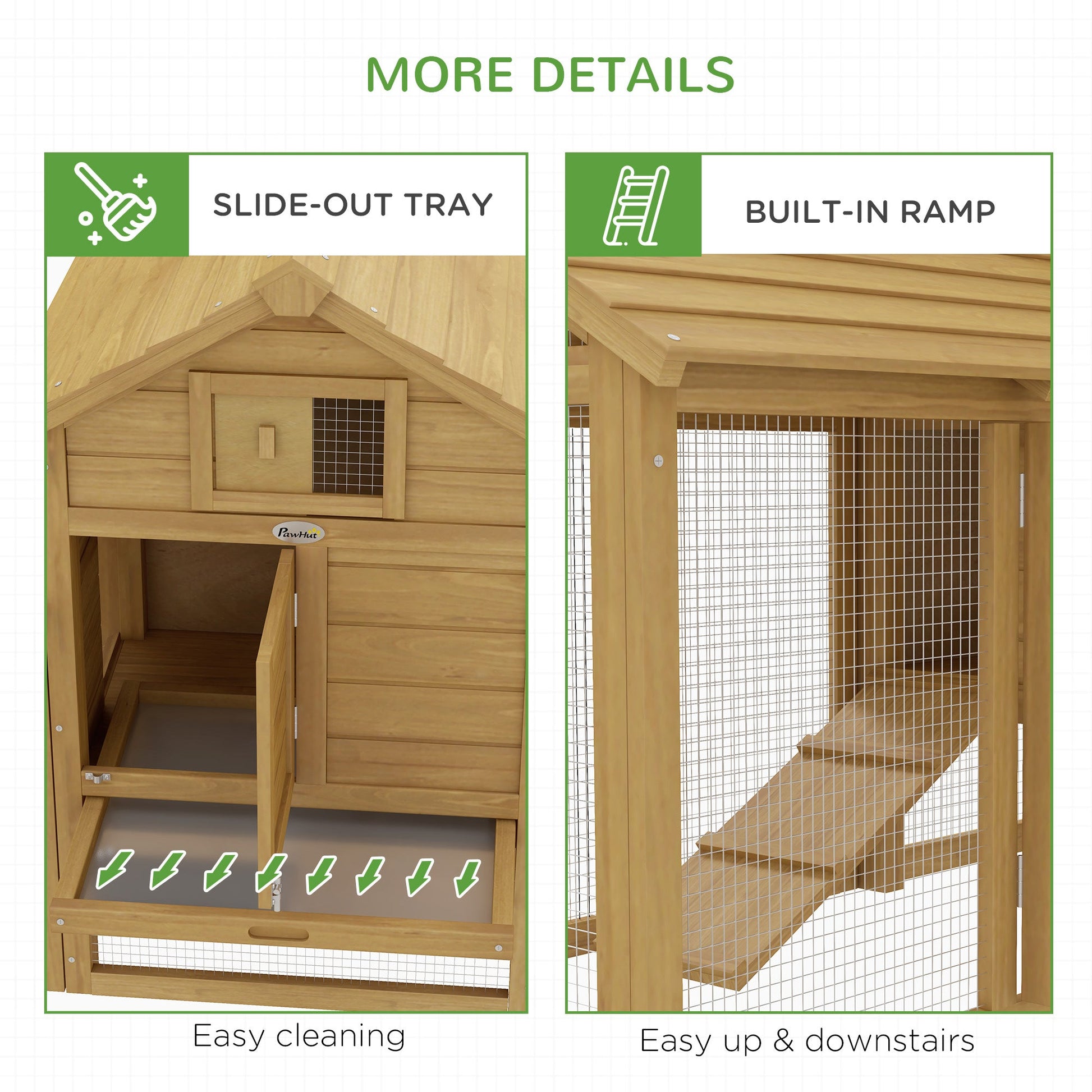 Small Chicken Coop with Run Hen House Poultry Coops Cages Nesting Box Wood 150.5 x 54 x 87cm