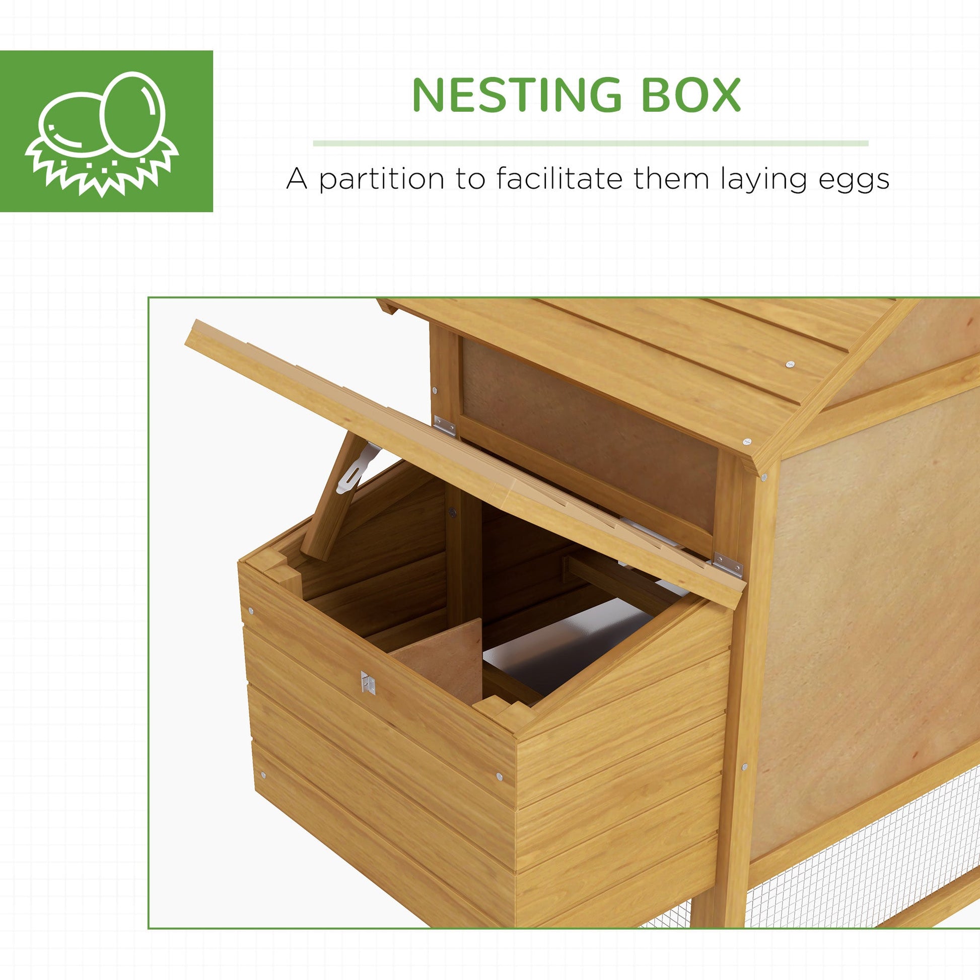 Small Chicken Coop with Run Hen House Poultry Coops Cages Nesting Box Wood 150.5 x 54 x 87cm