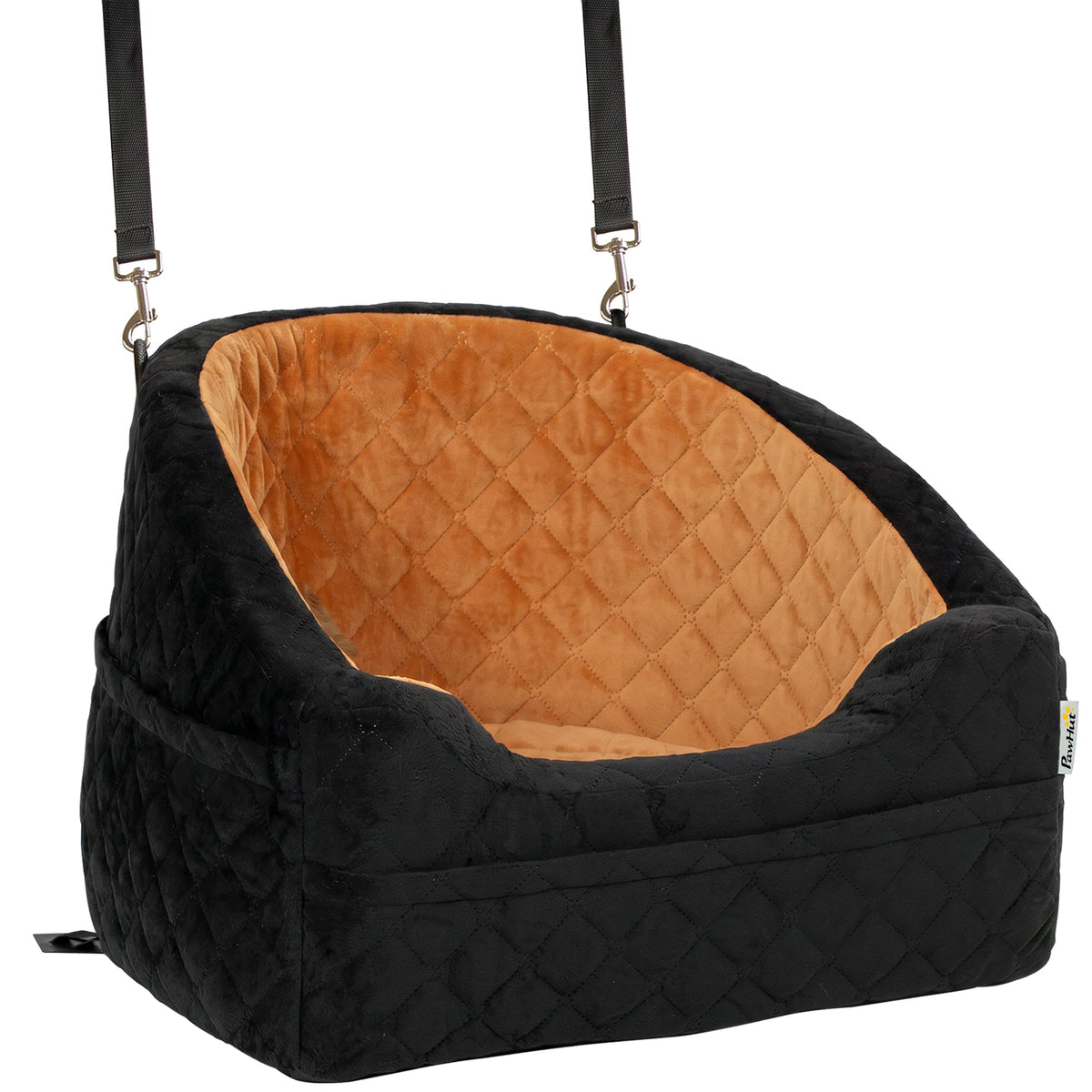 Dog Car Seat for Small Breeds Under 10kg, Dog Booster Seat Detachable Washable with Seat Belt, Thick Cushion, Portable Pet Travel Bed with Storage Pockets, Brown