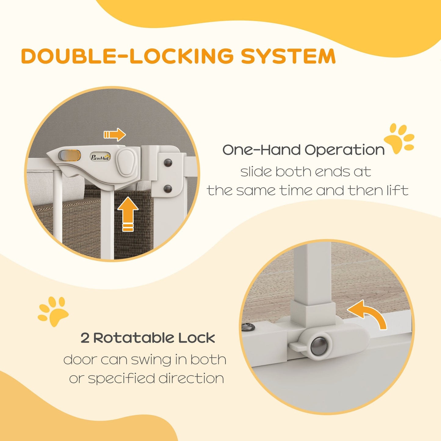 Dog Gate Stair Gate Pressure Fit Pets Barrier Auto Close for Doorway Hallway, 74-80cm Wide Adjustable, White