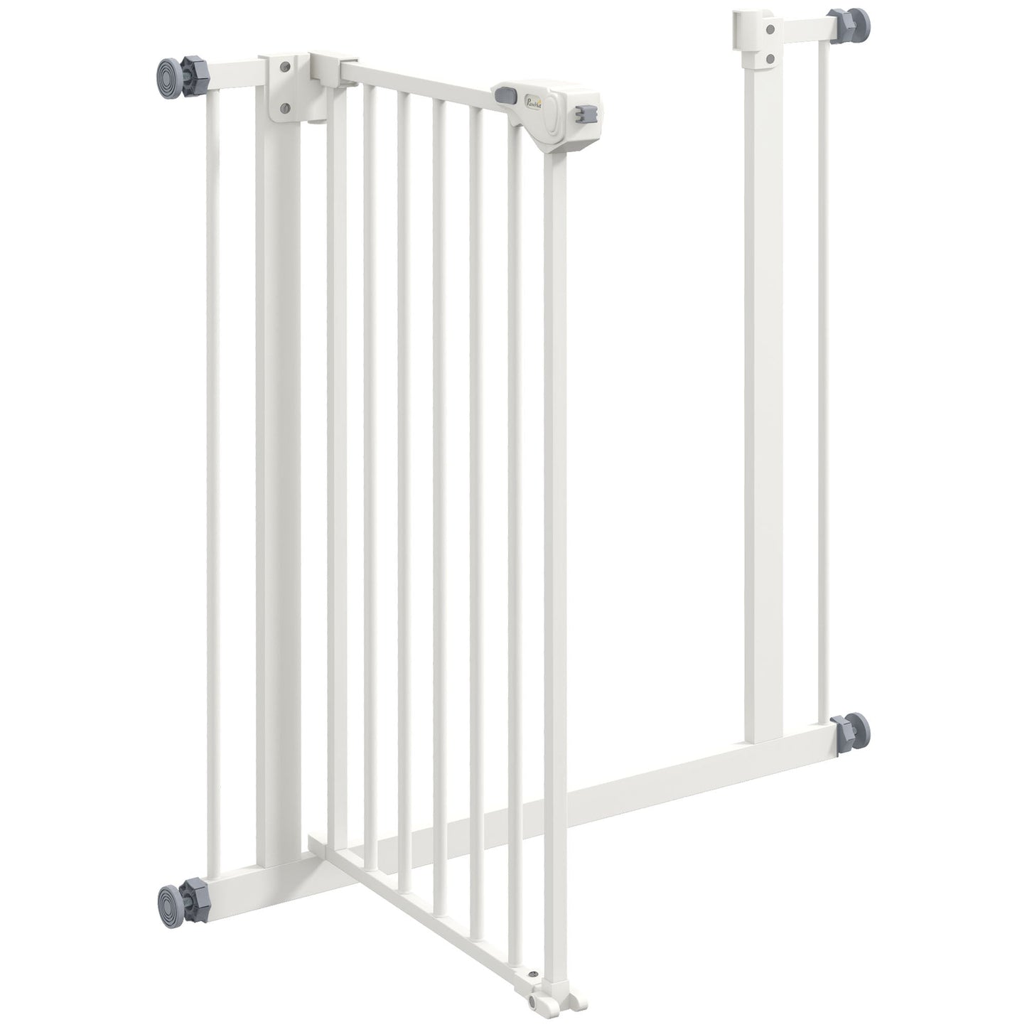 Dog Gate Stair Gate Pressure Fit Pets Barrier Auto Close for Doorway Hallway, 74-80cm Wide Adjustable, White