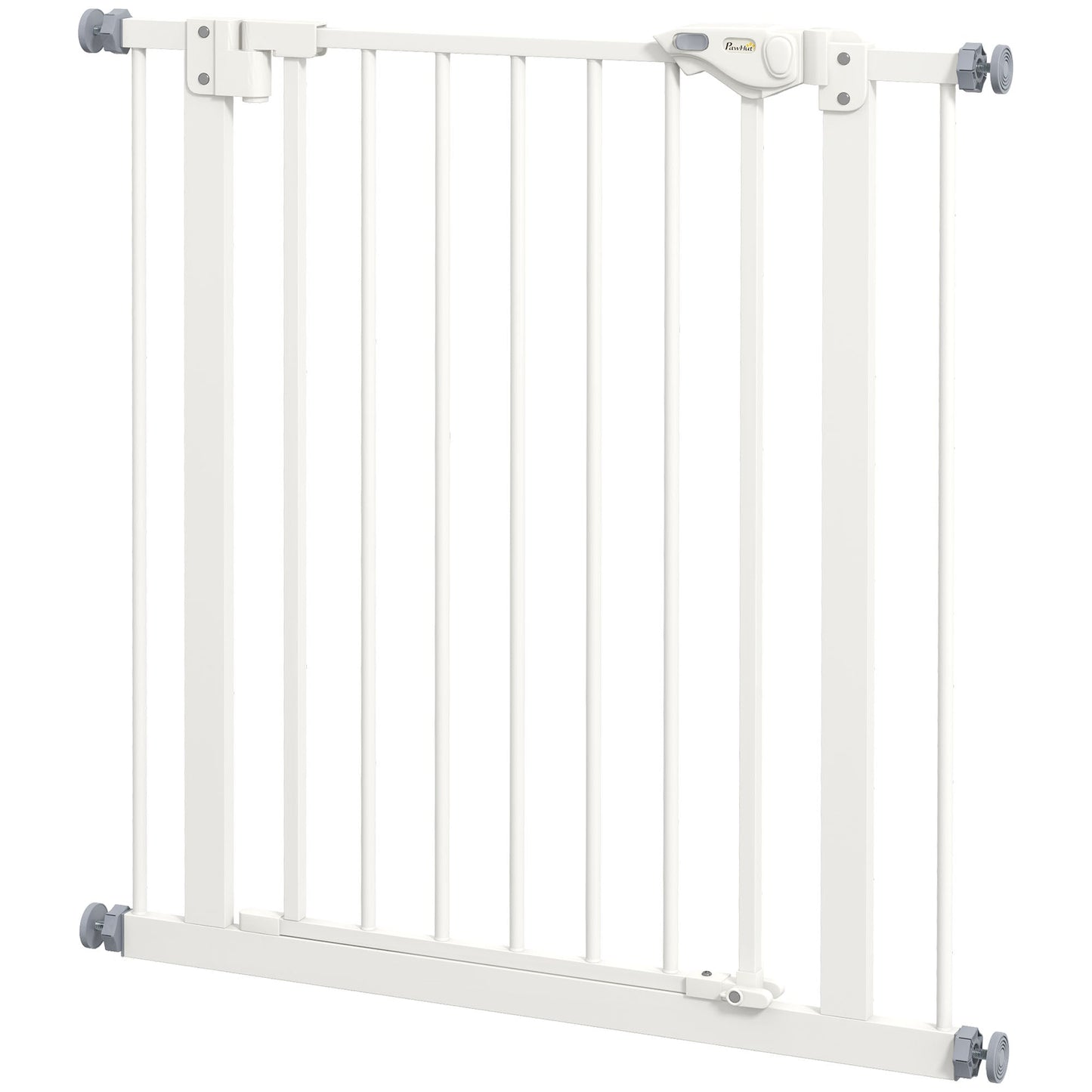 Dog Gate Stair Gate Pressure Fit Pets Barrier Auto Close for Doorway Hallway, 74-80cm Wide Adjustable, White