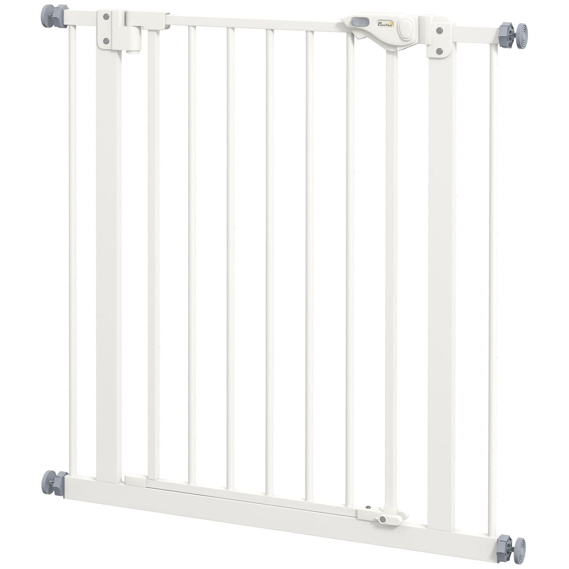 Dog Gate Stair Gate Pressure Fit Pets Barrier Auto Close for Doorway Hallway, 74-80cm Wide Adjustable, White
