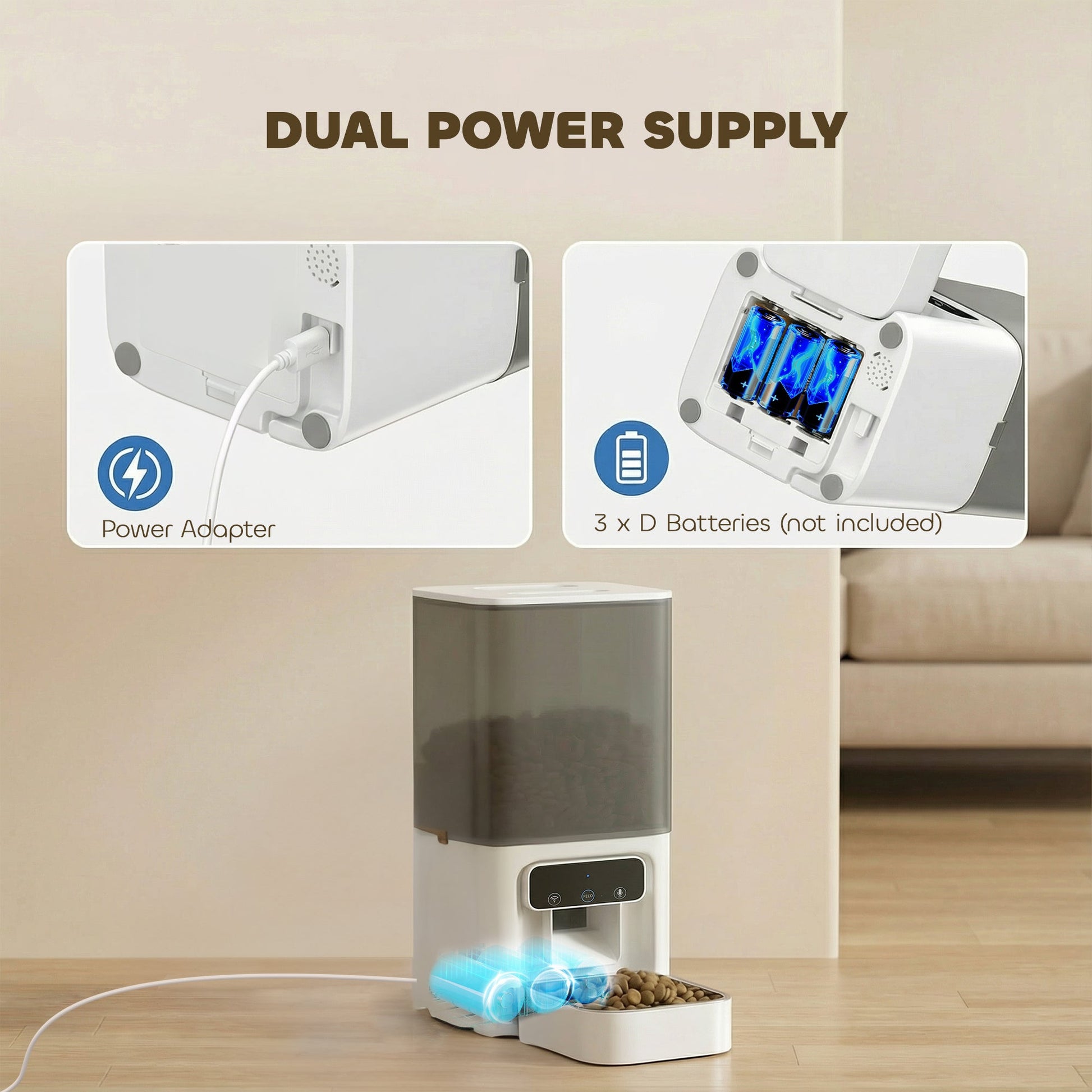 Automatic Cat Feeder w/ Stainless Steel Bowl, 4.5L WiFi Cat Food Dispenser with Timer Up to 10 Meals, Voice Recorder, Programmable Auto Pet Feeder with Portion Control, for Multi-Kittens