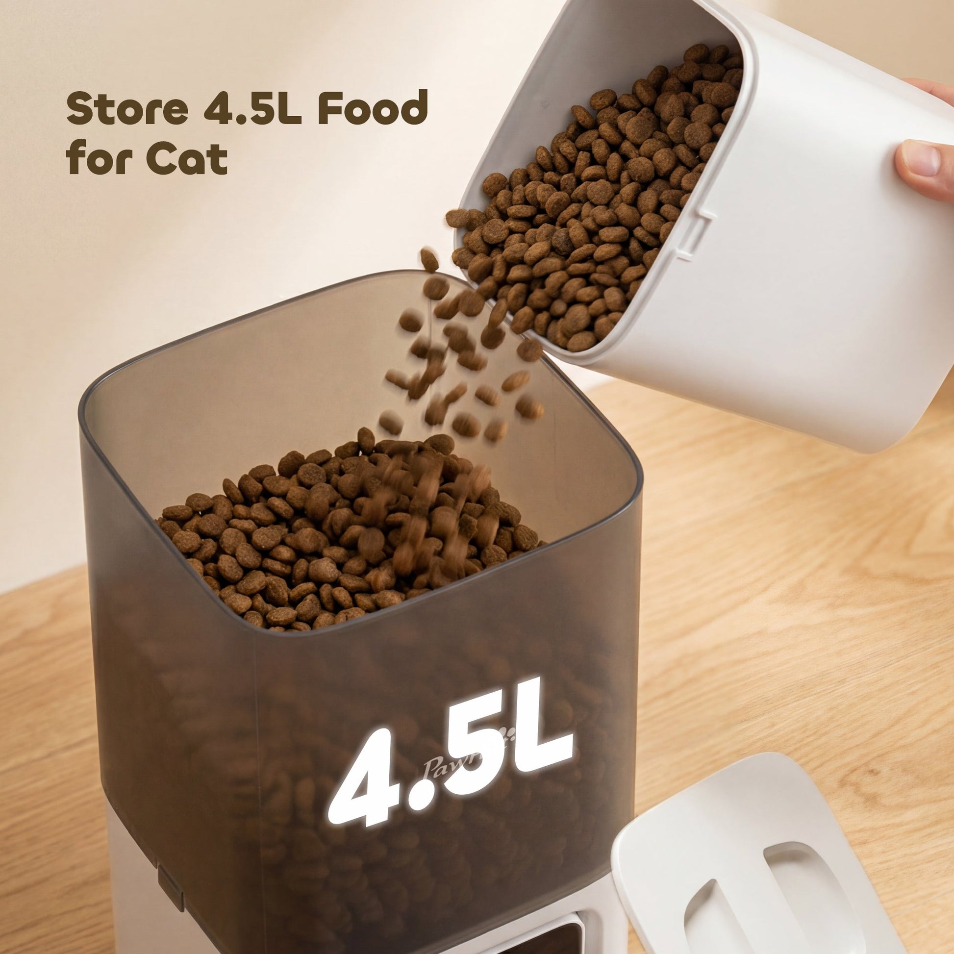 Automatic Cat Feeder w/ Stainless Steel Bowl, 4.5L WiFi Cat Food Dispenser with Timer Up to 10 Meals, Voice Recorder, Programmable Auto Pet Feeder with Portion Control, for Multi-Kittens