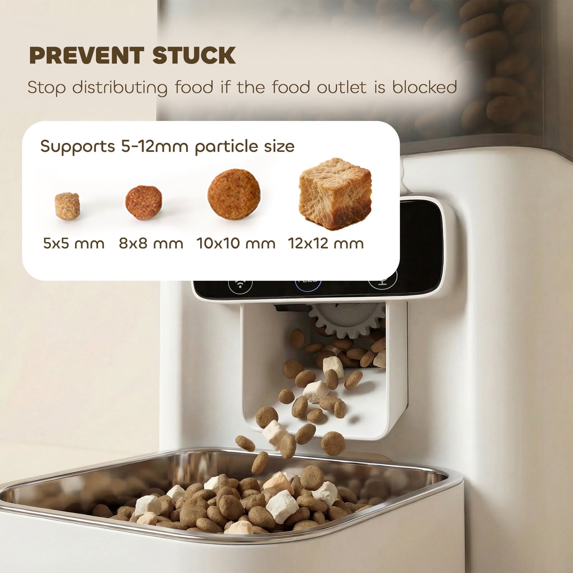 Automatic Cat Feeder w/ Stainless Steel Bowl, 4.5L WiFi Cat Food Dispenser with Timer Up to 10 Meals, Voice Recorder, Programmable Auto Pet Feeder with Portion Control, for Multi-Kittens