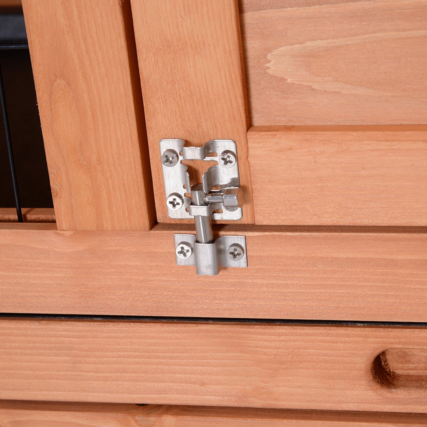 Rabbit Hutch Outdoor Guinea Pig Hutch Bunny Cage with No-Leak Trays, Divider, 136 x 50 x 93cm, Orange