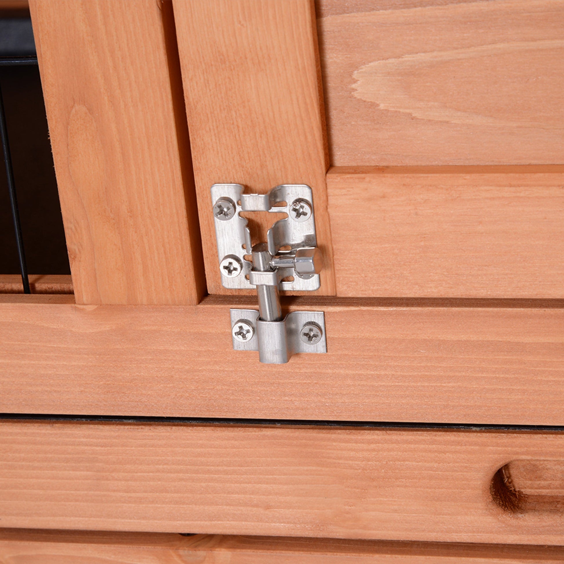 Rabbit Hutch Outdoor Guinea Pig Hutch Bunny Cage with No-Leak Trays, Divider, 136 x 50 x 93cm, Orange