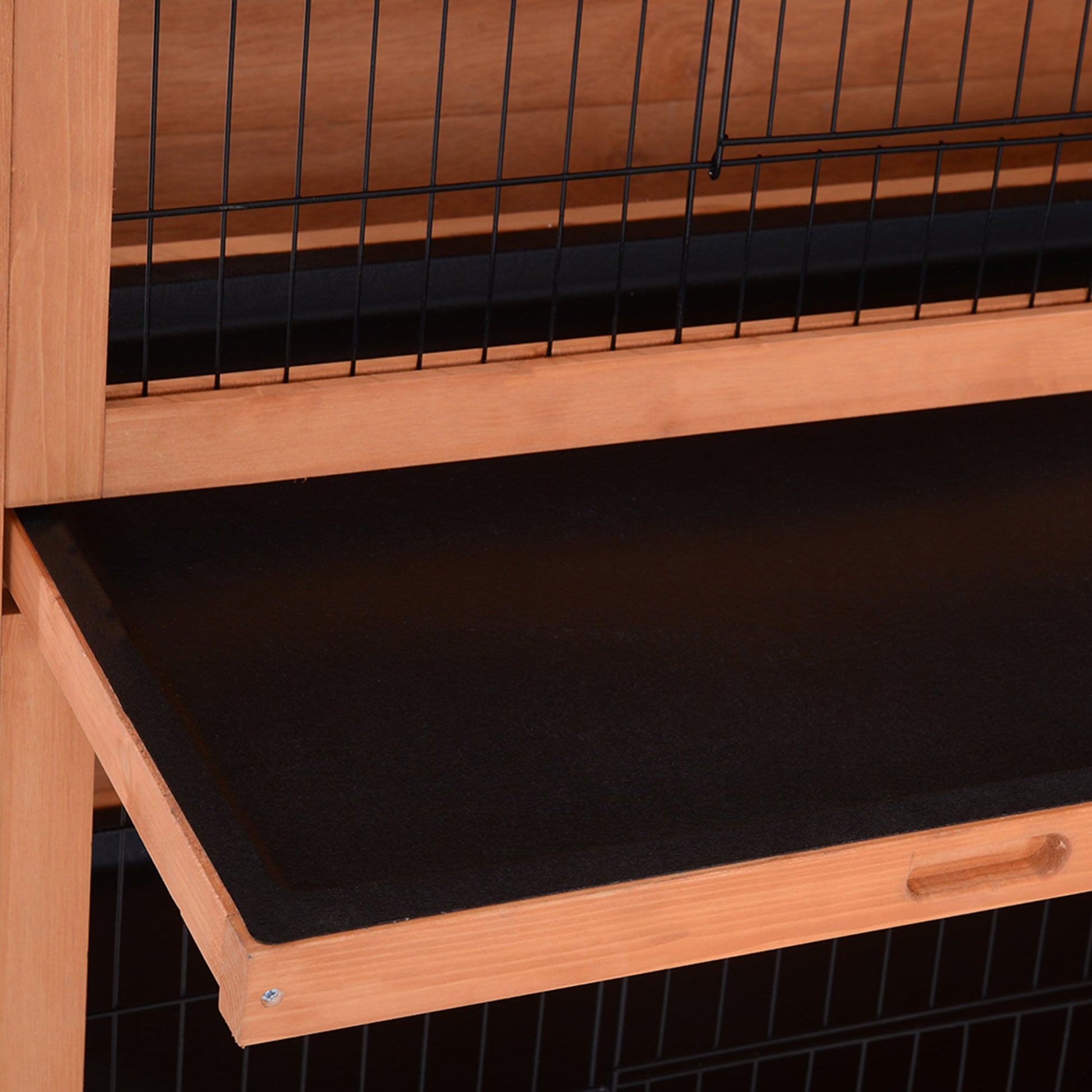 Rabbit Hutch Outdoor Guinea Pig Hutch Bunny Cage with No-Leak Trays, Divider, 136 x 50 x 93cm, Orange