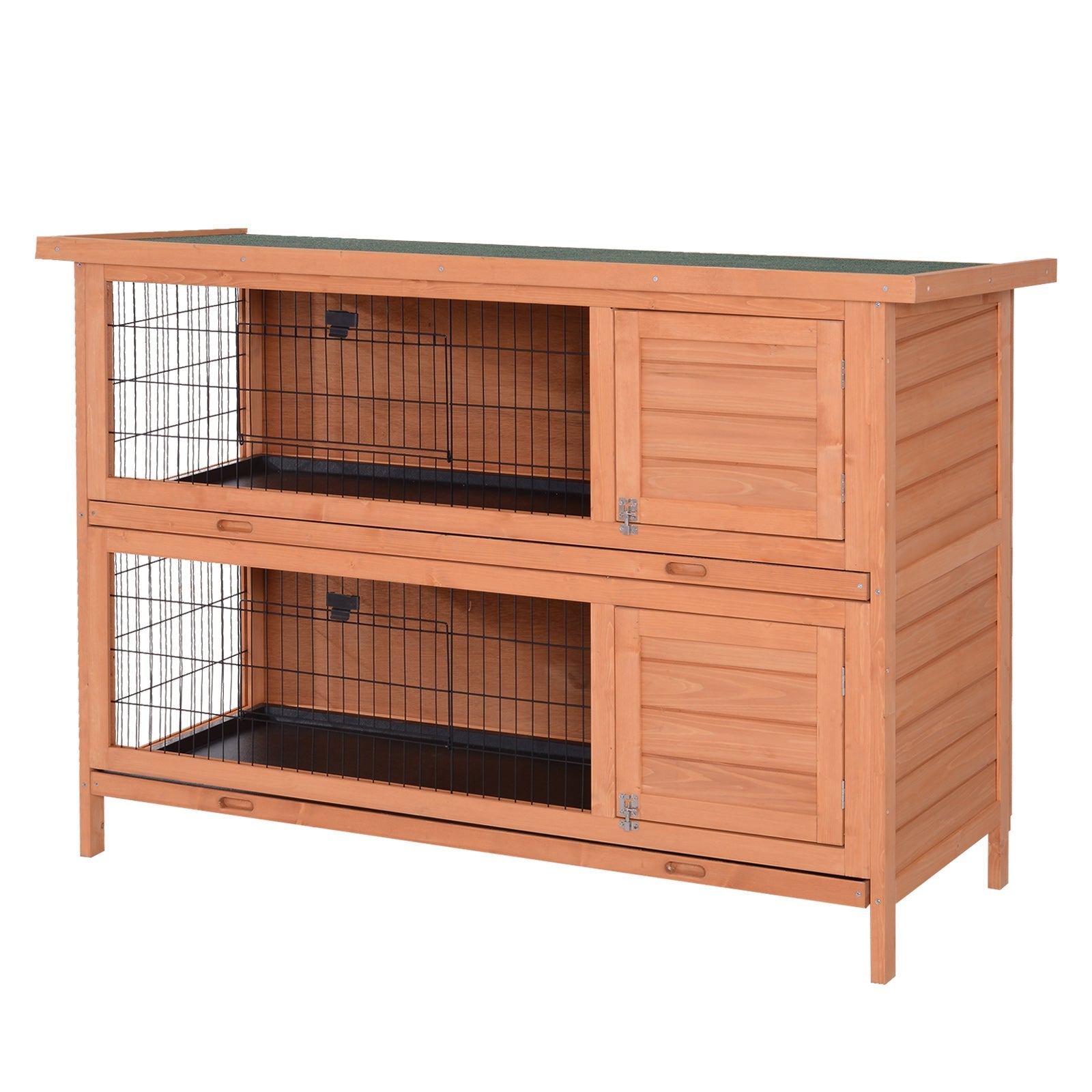 Rabbit Hutch Outdoor Guinea Pig Hutch Bunny Cage with No-Leak Trays, Divider, 136 x 50 x 93cm, Orange