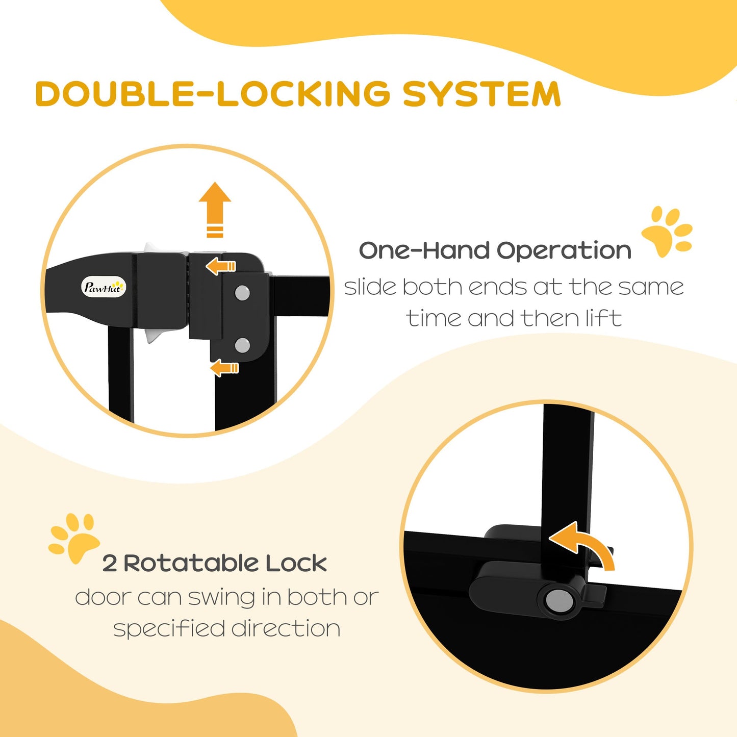 Pressure Fit Dog Stair Gate No Drilling Safety Gate Auto Close for Doorways, Hallways, 74-87cm Adjustable, 94cm Tall, Black