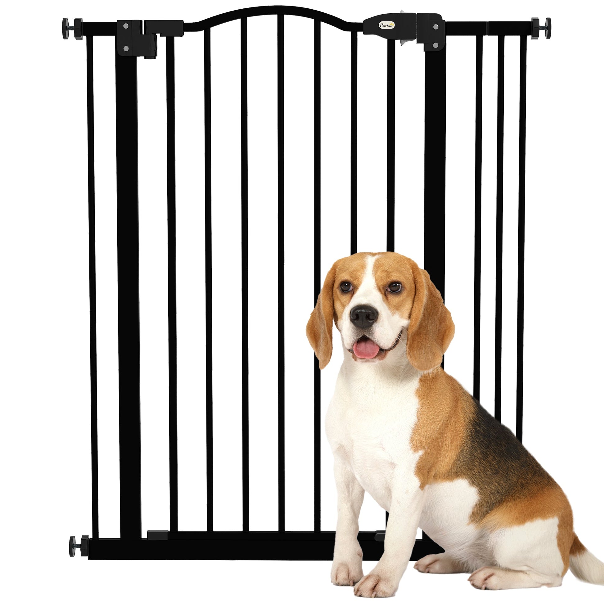 Pressure Fit Dog Stair Gate No Drilling Safety Gate Auto Close for Doorways, Hallways, 74-87cm Adjustable, 94cm Tall, Black