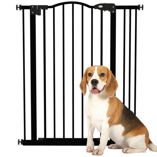 Pressure Fit Dog Stair Gate No Drilling Safety Gate Auto Close for Doorways, Hallways, 74-87cm Adjustable, 94cm Tall, Black
