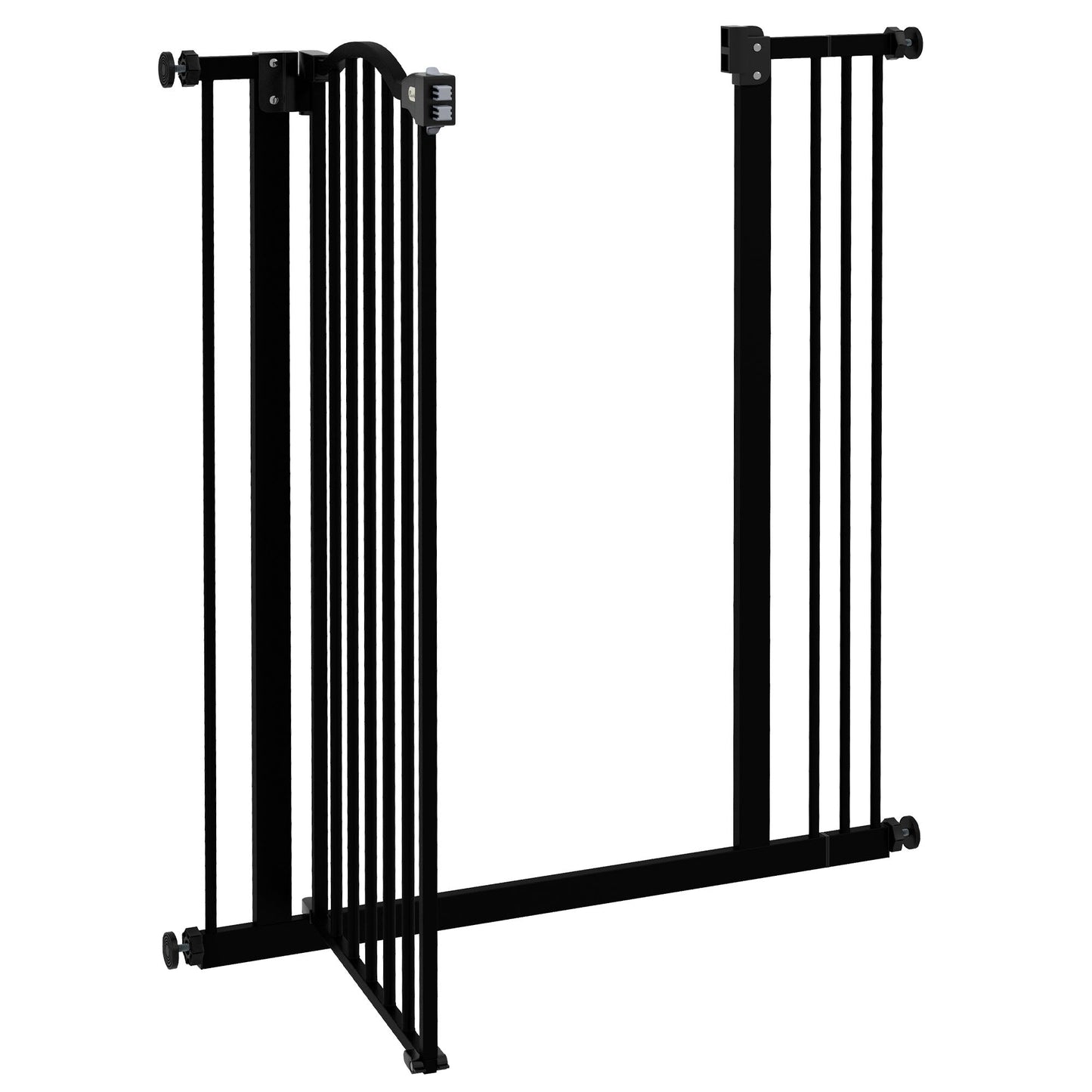 Pressure Fit Dog Stair Gate No Drilling Safety Gate Auto Close for Doorways, Hallways, 74-87cm Adjustable, 94cm Tall, Black