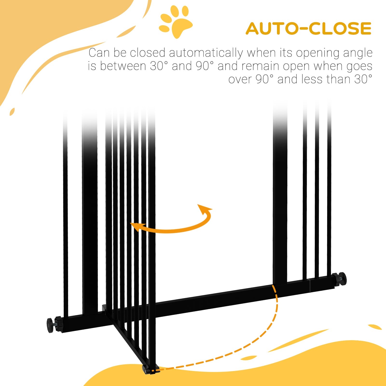 Pressure Fit Dog Stair Gate No Drilling Safety Gate Auto Close for Doorways, Hallways, 74-87cm Adjustable, 94cm Tall, Black