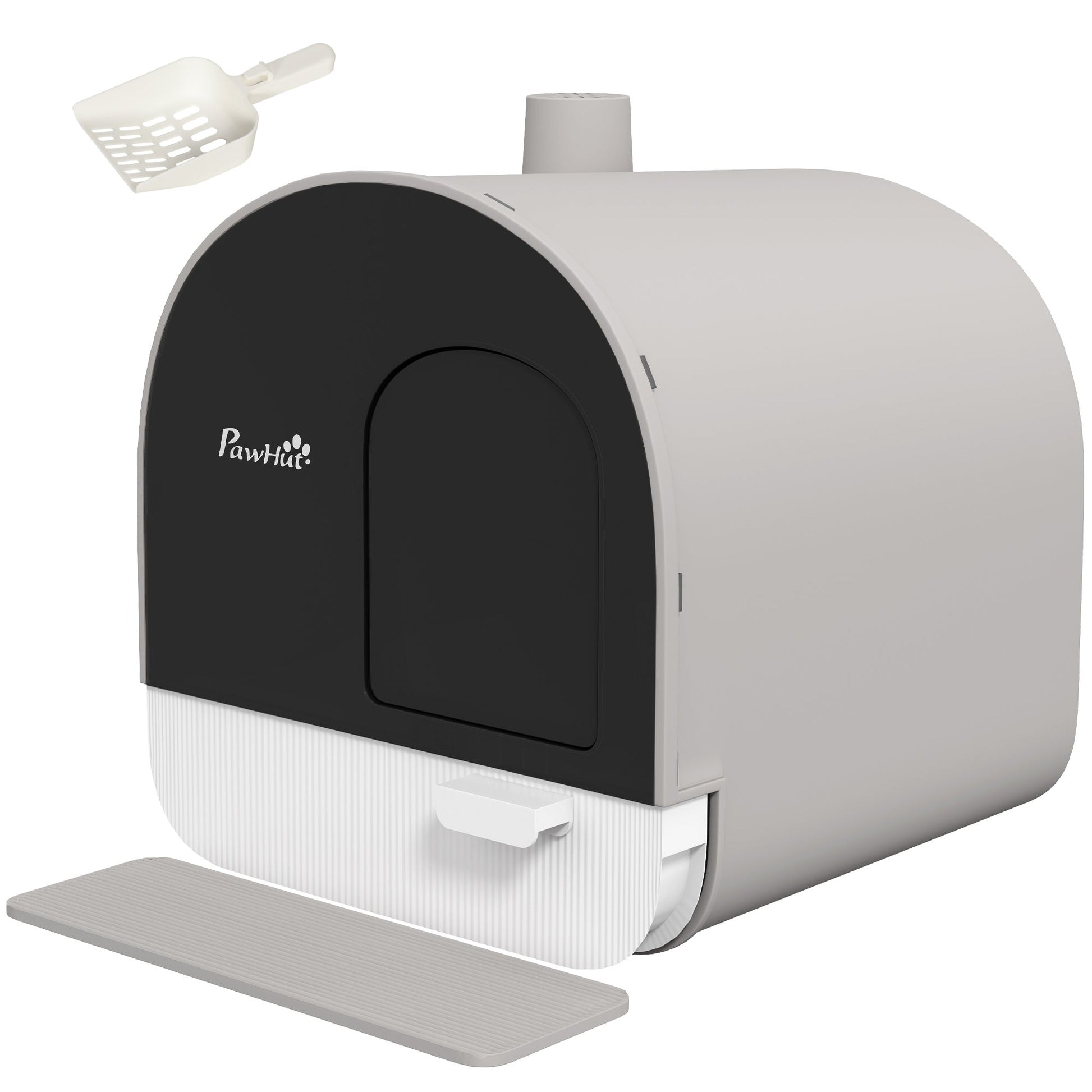 Cat Litter Box Kitten Litter Tray w/ Hood, Scoop, Filter, Flap Door, 43 x 44 x 47cm - Light Grey