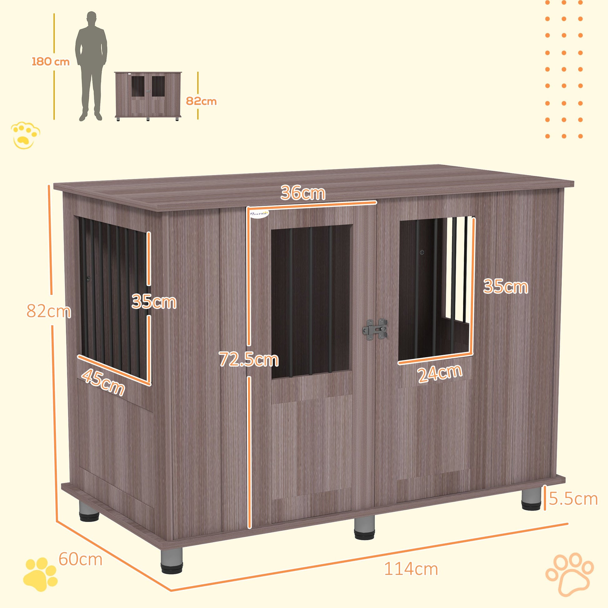 Dog Crate Furniture End Table, Pet Kennel for Extra Large Dogs with Magnetic Door Indoor Animal Cage, Purple, 114 x 60 x 82 cm