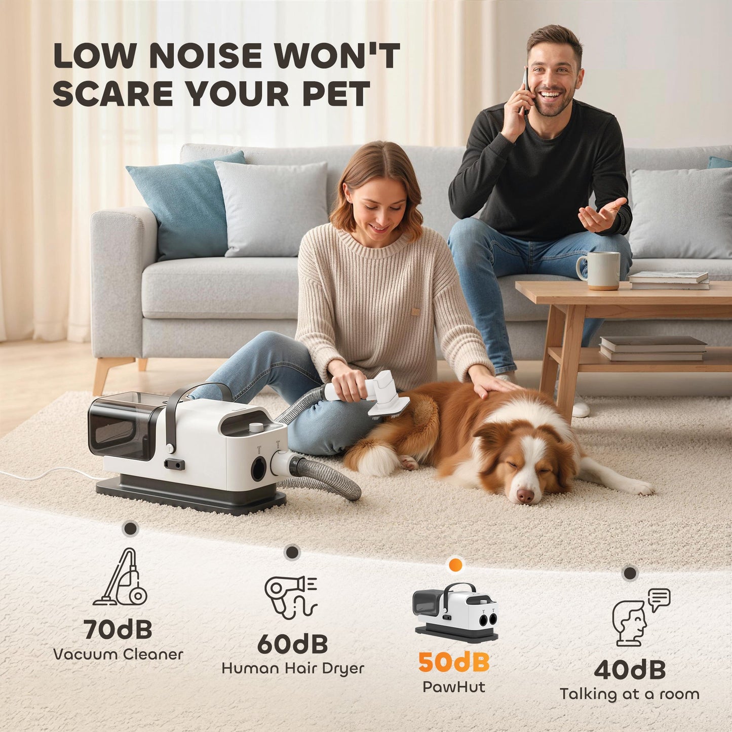 Dog Grooming Vacuum & Dryer Kit, 5 in 1 Dog Hair Dryer with Clippers for Thick Short Long Hair Shedding Brush, 12000 Pa Suction Power Vacuum, 4 Modes Blow Temperature