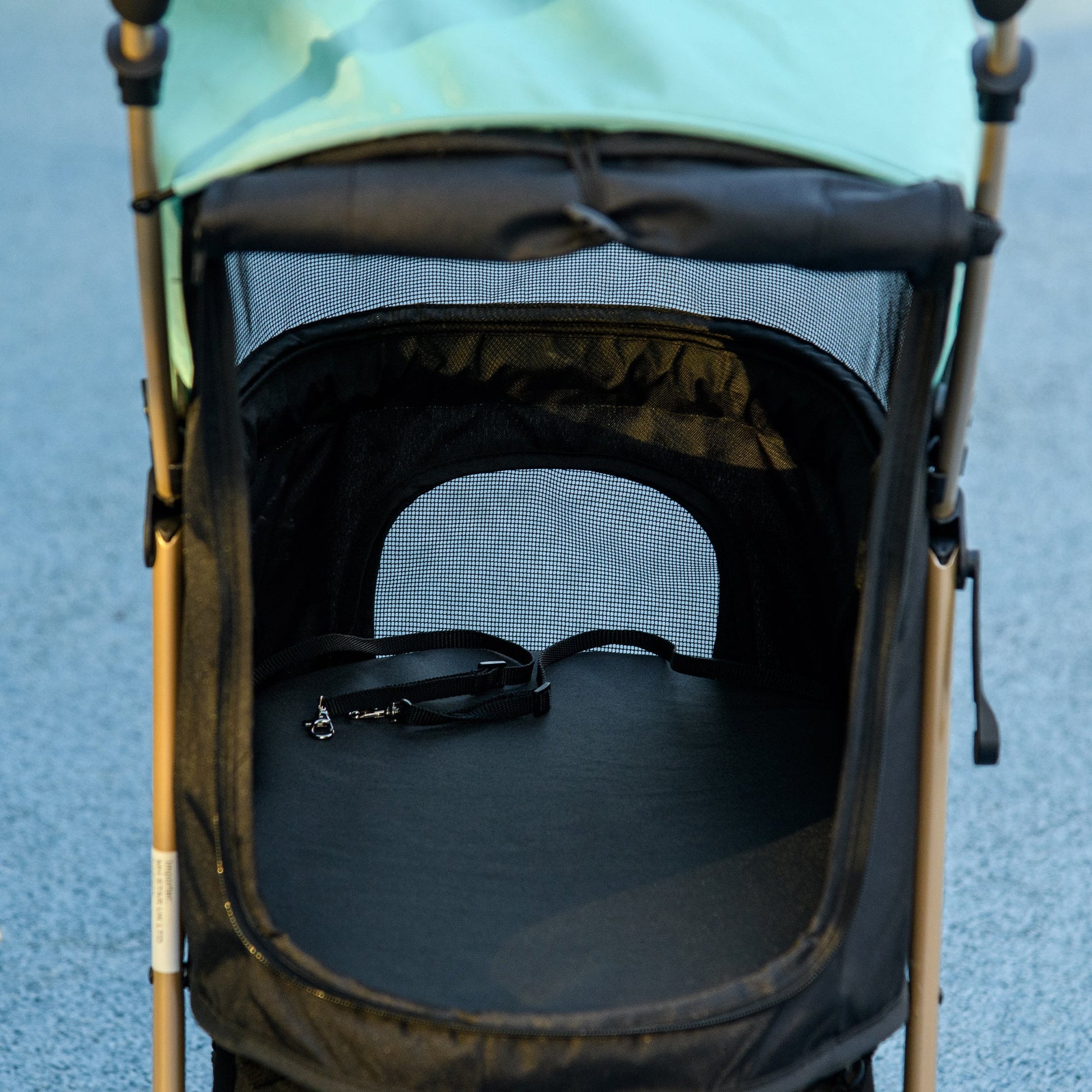 Dog Stroller with Rain Cover, Foldable Dog Pram, 4 Wheels Pet Pushchair with Safety Leashes, for Small, Miniature Dogs, Cats - Green