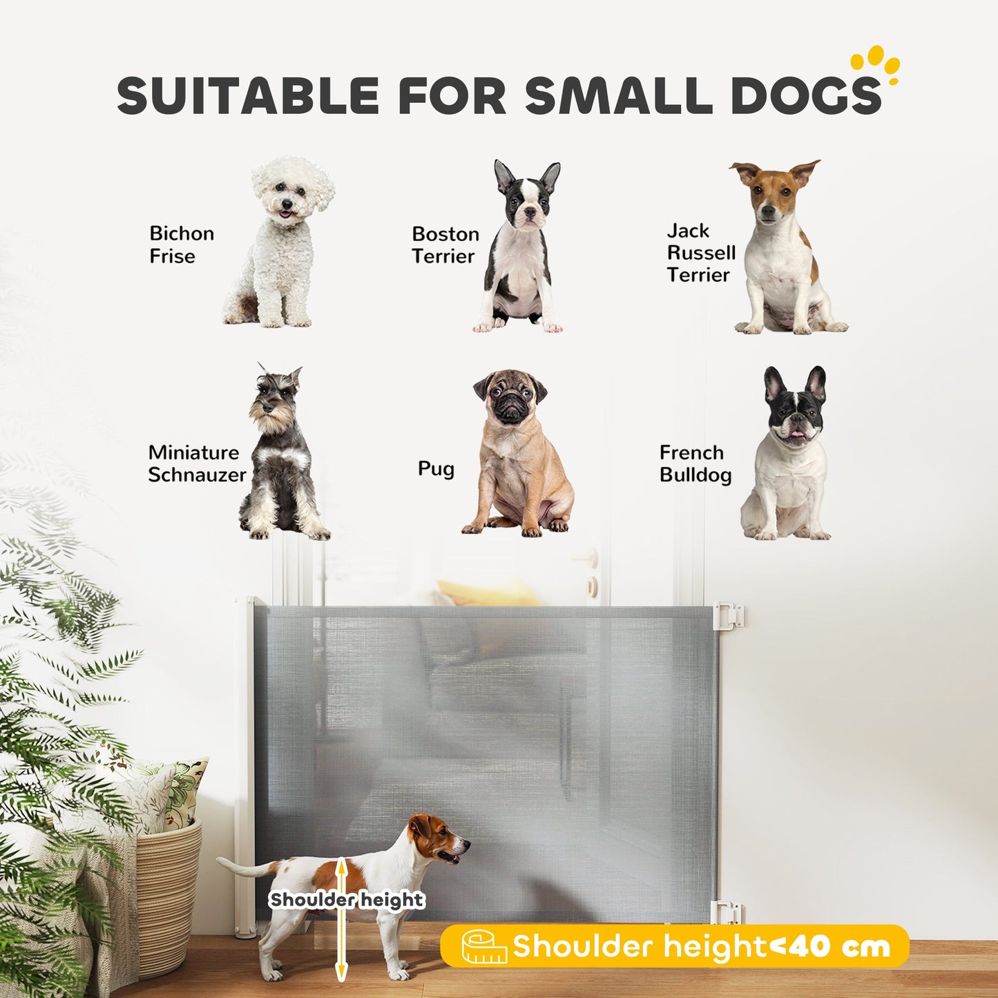 Retractable Stair Gate for Dogs, Pet Mesh Safety Gate, 82.5cm Tall, Extends up to 115cm for Doorways, Stairs, Hallways, Indoor Outdoor, Grey