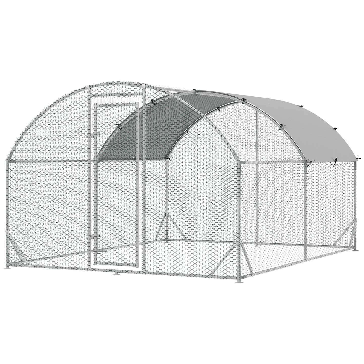 Walk In Chicken Run Galvanised Chicken Coop Hen Poultry House Cage Pet Playpen Garden with Water-Resist Cover, 2.8 x 3.8 x 2m