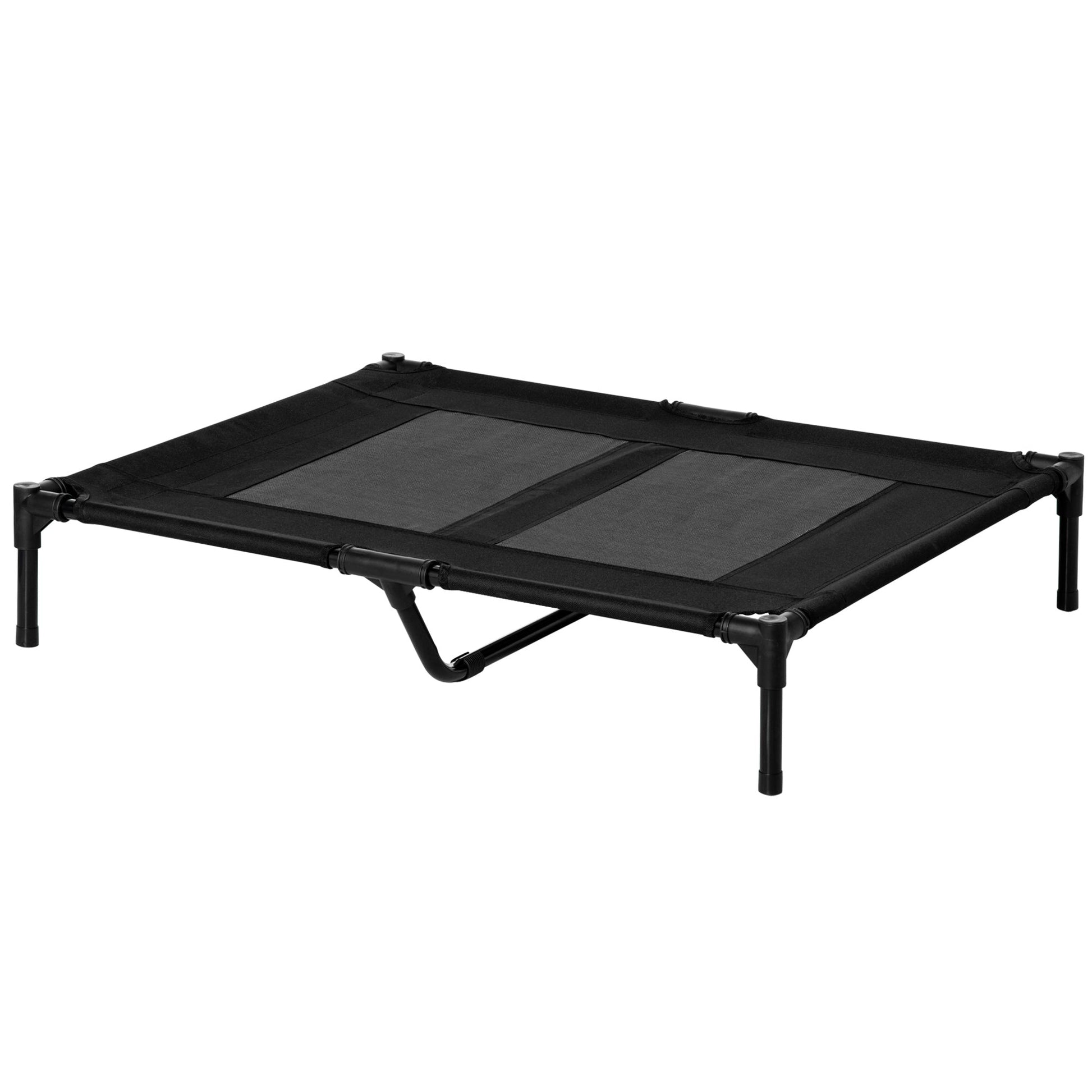 Large Raised Dog Bed Cat Elevated Lifted Cooling Portable Camping Basket Outdoor Indoor Mesh Pet Cot Metal Frame Black
