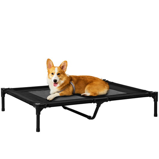 Large Raised Dog Bed Cat Elevated Lifted Cooling Portable Camping Basket Outdoor Indoor Mesh Pet Cot Metal Frame Black